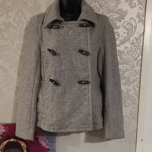 Old Navy Jackets & Blazers - Chic Gray Double-Breasted Pea Coat
